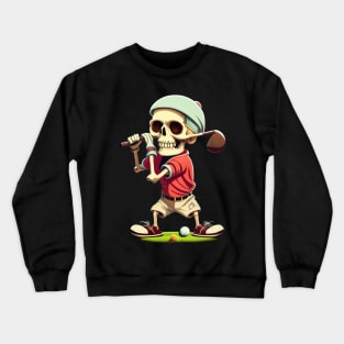 Swing of the Undead Funny Golfing Skeleton Golfer Halloween Pattern Crewneck Sweatshirt